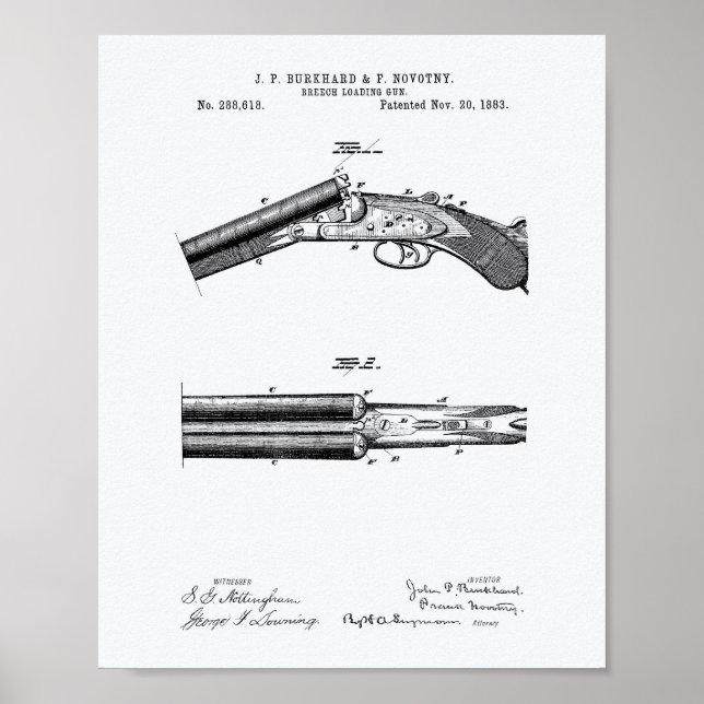 Póster Arma de carga de Breech 1883 Patent Art - Libro Bl (Frente)