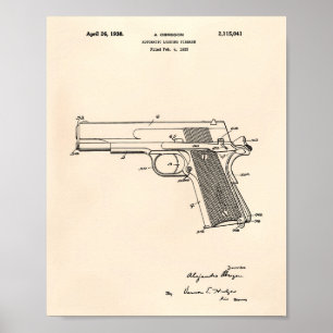 Póster Arma de fuego automática de 1938 Patent Art Old Pe