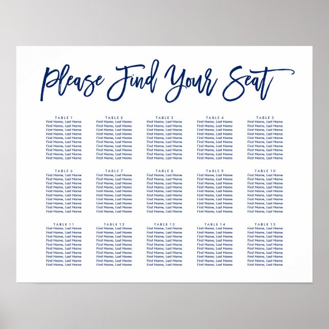 Póster Armada de la tabla de asientos con letras de moda (Frente)