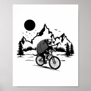 Póster Armadillo montando bicicleta de montaña vintage A