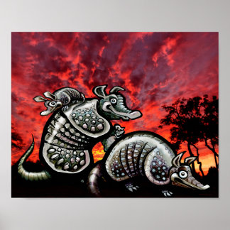Póster Armadillos del cielo rojo