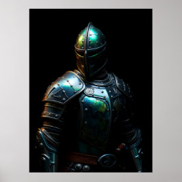 Póster Armadura de Caballero Medieval, Colores Abstractos