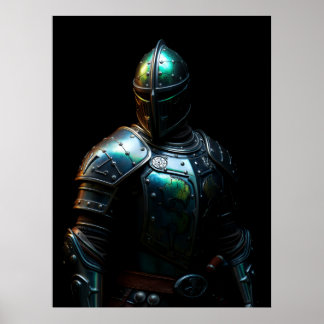 Póster Armadura de Caballero Medieval, Colores Abstractos
