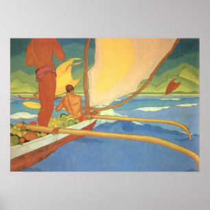 Póster Arman Manookian—Hombres en una canoa Ougatillo