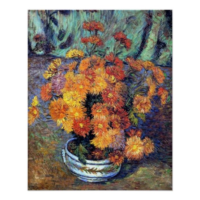 Póster Armand Guillaumin - Jarrón de crisantemos (Anverso)