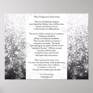 Póster Armas silenciosas para guerras silenciosas. Poema 