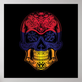 Póster Armenia Calavera Y Bandera De Rosas