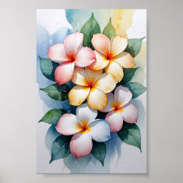 Póster Armonía Acuarela de Plumeria Tropical