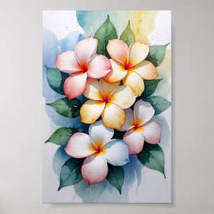 Póster Armonía Acuarela de Plumeria Tropical