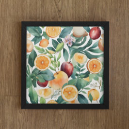 Póster Armonía acuarela tropical de frutas y hojas