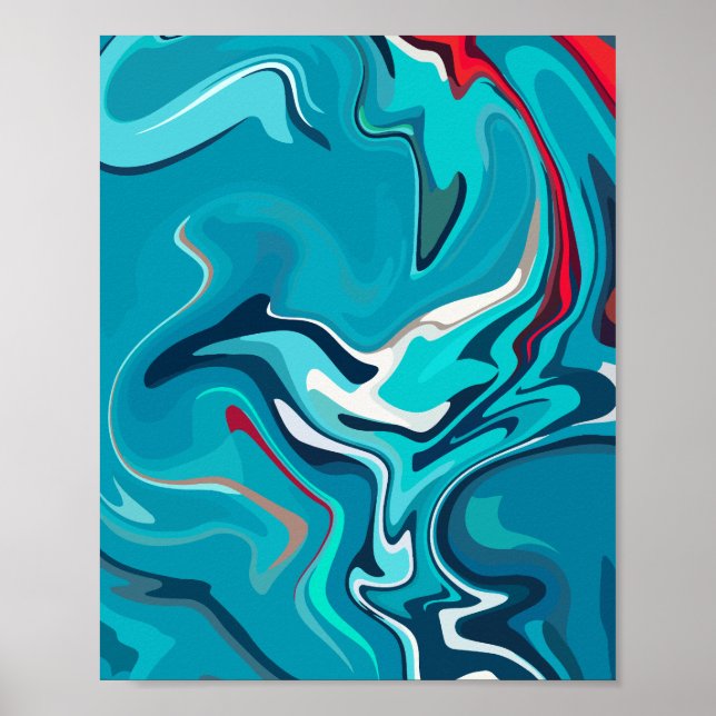 Póster Armonía azul fluida  (Frente)