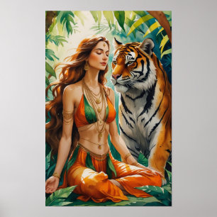 Póster Armonía de la jungla: Tigre de Bengala y Muse de B