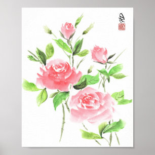 Póster Armonía de Rosa Carmesí