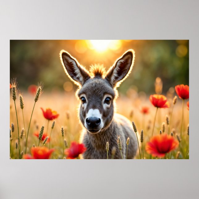 Póster Armonía de verano de Donkey paisaje rural (Frente)