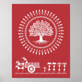 Póster Armonía de Warli: Árbol de vida y Poster de colisi