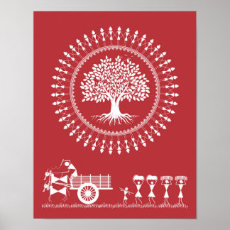 Póster Armonía de Warli: Árbol de vida y Poster de colisi