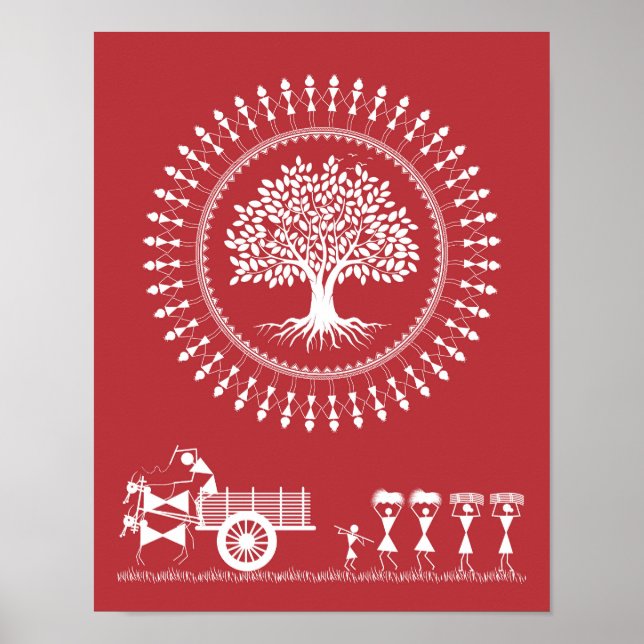 Póster Armonía de Warli: Árbol de vida y Poster de colisi (Frente)