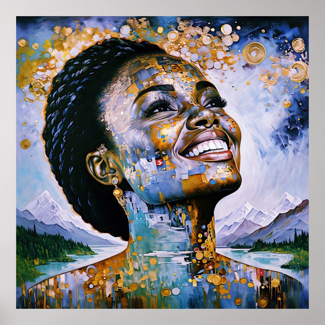 Póster "Armonía en oro y cielo" (Frente)