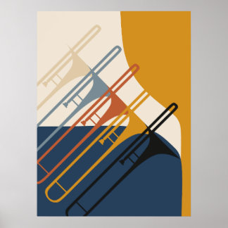Póster Armonía Minimalista de Trombón | Moderno de Mitad