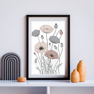 Póster Armonía suave de amapola III – Floral botánico neu
