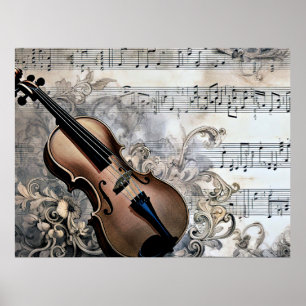 Póster Armonizando Tecnología, ilustración musical,