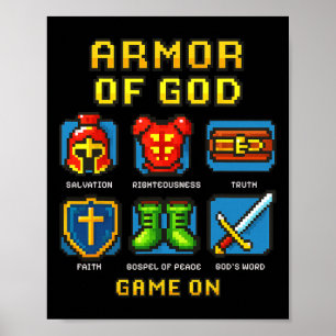 Póster Armor Of God Pixel Faith Christian Video Game