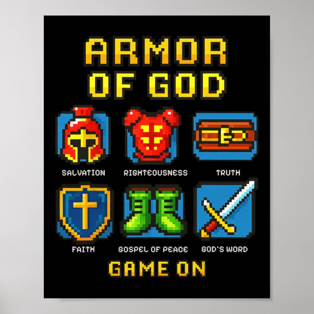 Póster Armor Of God Pixel Faith Christian Video Game (Frente)