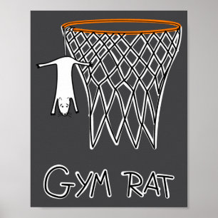 Póster Aro de Baloncesto Rata de Gimnasio Divertida