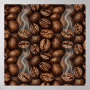 Póster Aroma de Vapor de Granos de Café Frescos Tostados