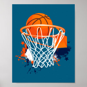 Póster Aros de Baloncesto Jugador Entrenador de Baloncest
