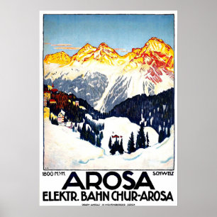 Póster Arosa, estación montañosa, Suiza, cosecha
