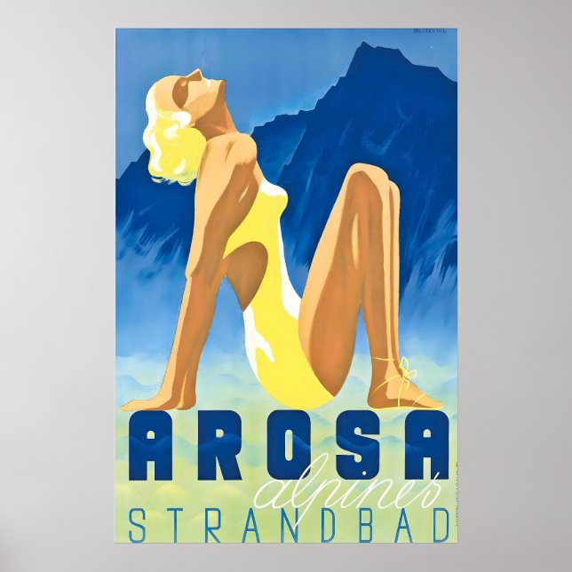 Póster Arosa Graubünden Switzerland Vintage Travel Poster (Frente)