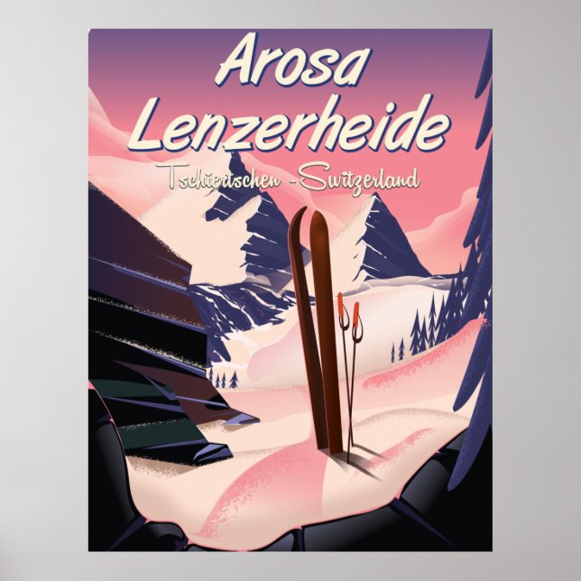 Póster Arosa Lenzerheide, poster de esquí de Suiza. (Frente)