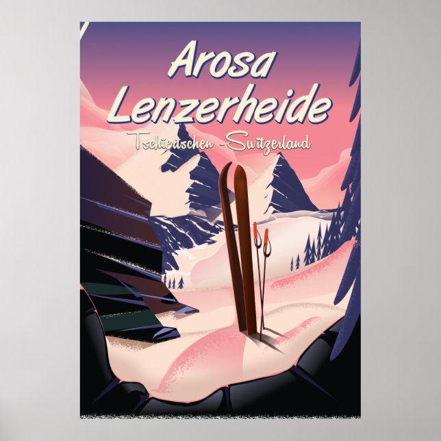 Póster Arosa Lenzerheide, poster de esquí de Suiza. (Frente)