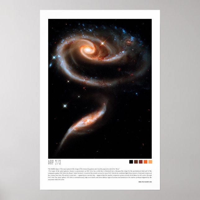 Póster Arp 273 Galaxias Interactivas (Telescopio Hubble) (Frente)