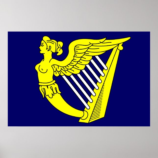 Póster Arpa de soltera de ala azul, bandera de Irlanda (Frente)