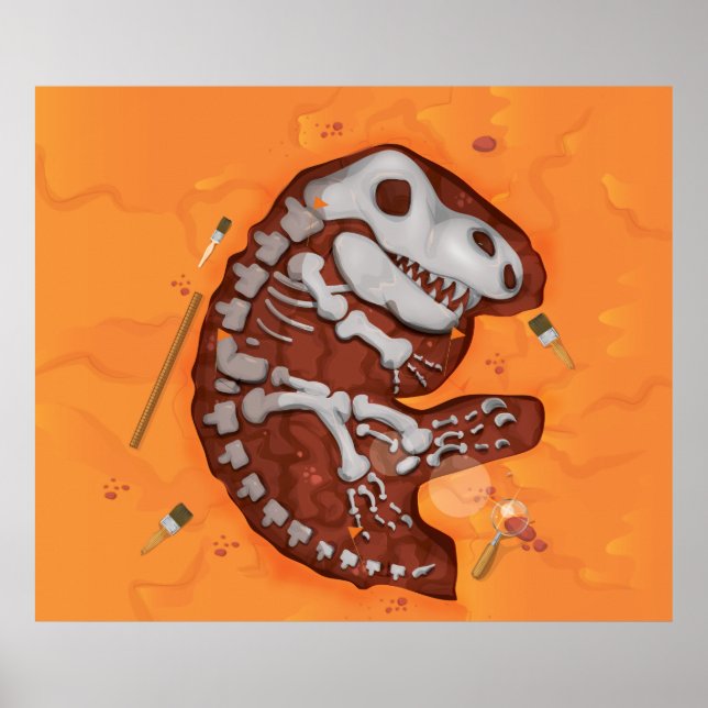 Póster Arqueología Dinosaurio Bones Dig (Frente)