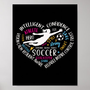Póster Arquera de fútbol femenino corazón amor por la por