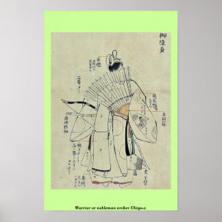 Póster Arquero guerrero o noble Ukiyo-e.