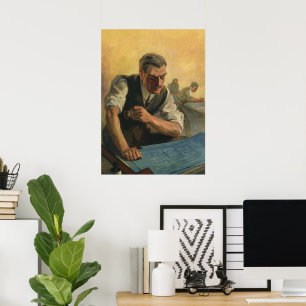 Póster Arquitecto de negocios de época y programas de con