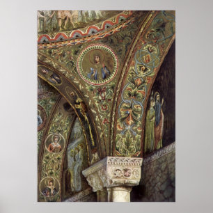 Póster Arquitectura antigua, arco decorativo en una igles