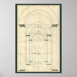 Póster Arquitectura antigua, perspectiva de arco renacent