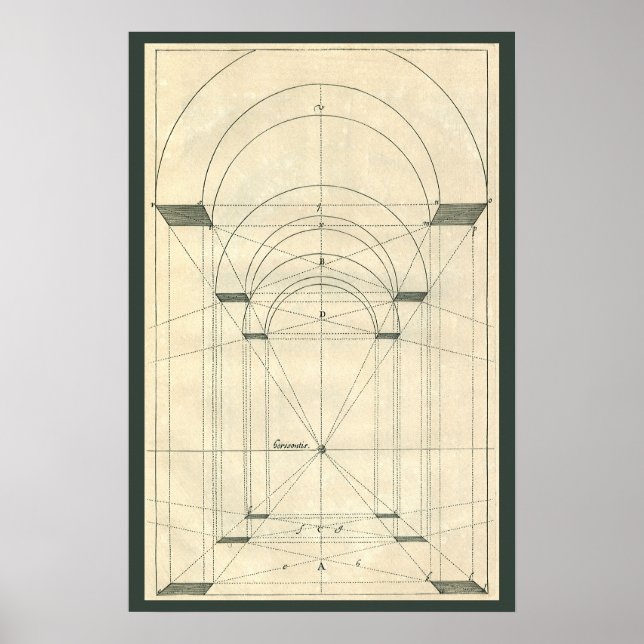 Póster Arquitectura antigua, perspectiva de arco renacent (Frente)
