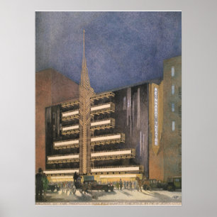 Póster Arquitectura Art Déco Vintage, Edificio en NYC