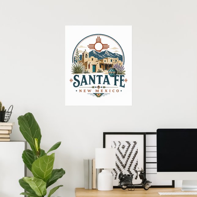 Póster Arquitectura de adobe de Santa Fe Nuevo México Sur (Oficina en casa)