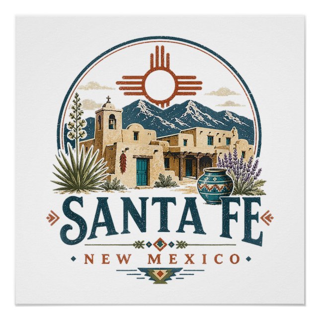 Póster Arquitectura de adobe de Santa Fe Nuevo México Sur (Anverso)