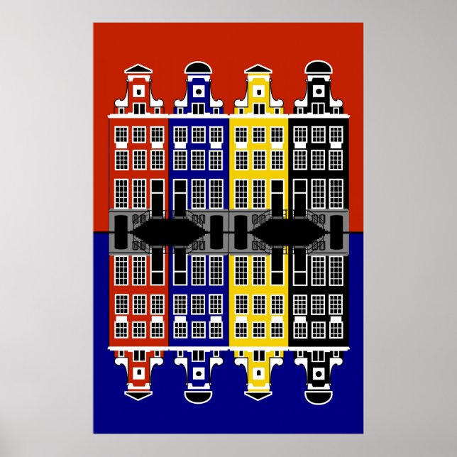 Póster Arquitectura de Amsterdam - Casas de comerciantes (Frente)