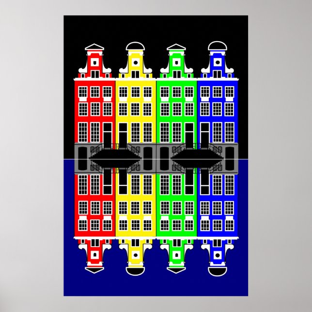 Póster Arquitectura de Amsterdam - Casas de comerciantes (Frente)