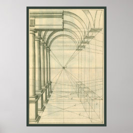 Póster Arquitectura de época, perspectiva de columnas de 