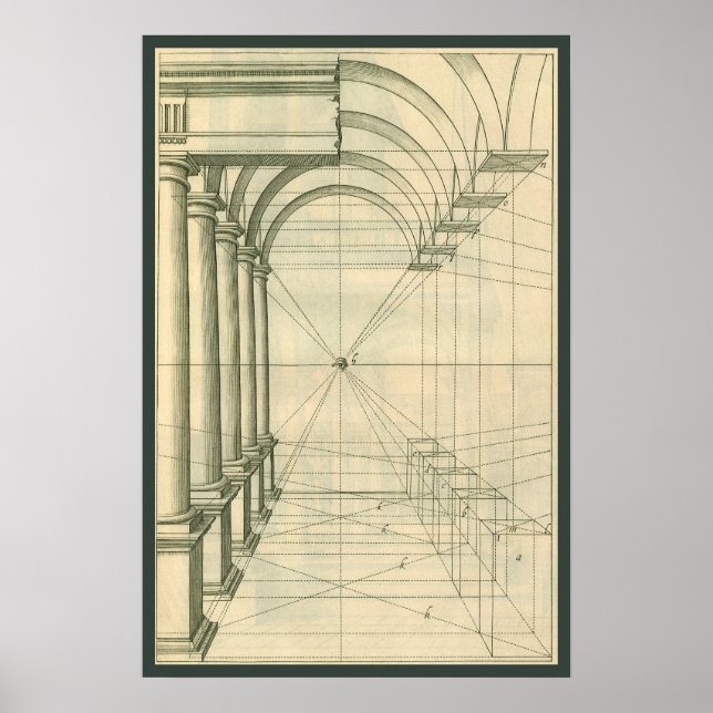 Póster Arquitectura de época, perspectiva de columnas de  (Frente)